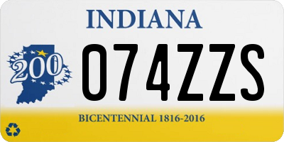 IN license plate 074ZZS