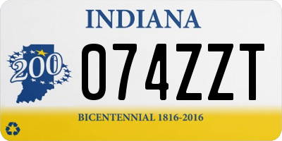 IN license plate 074ZZT