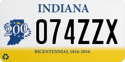 IN license plate 074ZZX