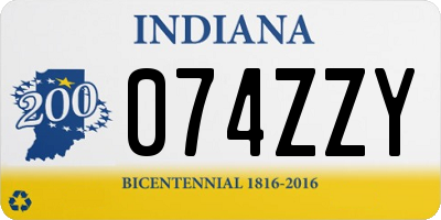 IN license plate 074ZZY