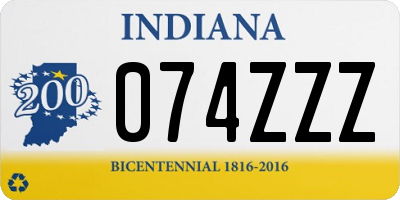 IN license plate 074ZZZ