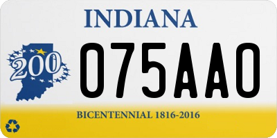 IN license plate 075AAO