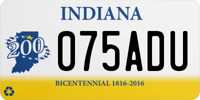 IN license plate 075ADU