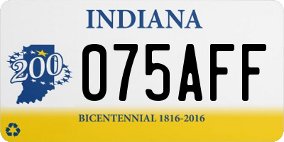 IN license plate 075AFF