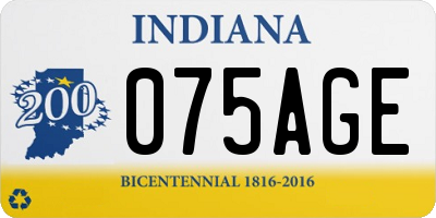 IN license plate 075AGE