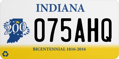 IN license plate 075AHQ
