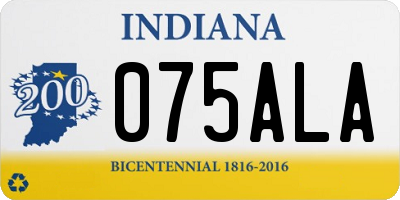 IN license plate 075ALA