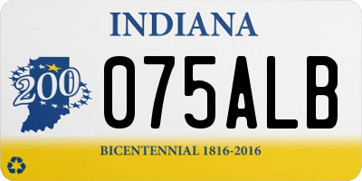 IN license plate 075ALB