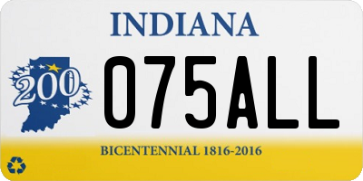 IN license plate 075ALL