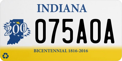IN license plate 075AOA