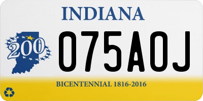 IN license plate 075AOJ