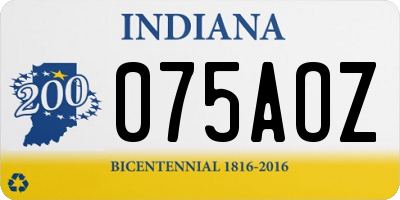 IN license plate 075AOZ