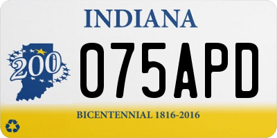 IN license plate 075APD