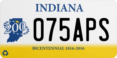 IN license plate 075APS