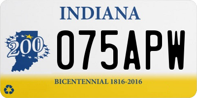 IN license plate 075APW