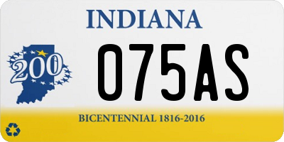 IN license plate 075AS