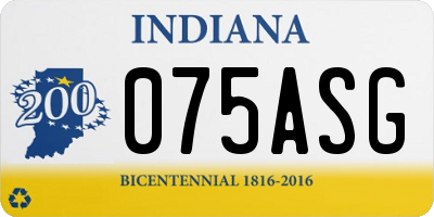IN license plate 075ASG