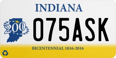 IN license plate 075ASK