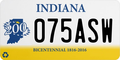 IN license plate 075ASW