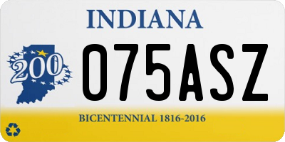 IN license plate 075ASZ