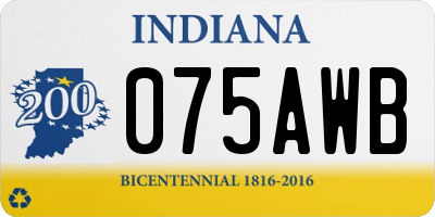 IN license plate 075AWB