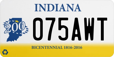 IN license plate 075AWT