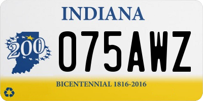 IN license plate 075AWZ