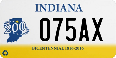 IN license plate 075AX