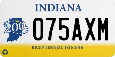 IN license plate 075AXM
