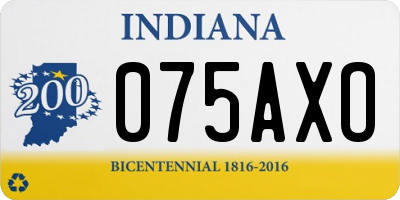 IN license plate 075AXO