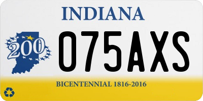 IN license plate 075AXS