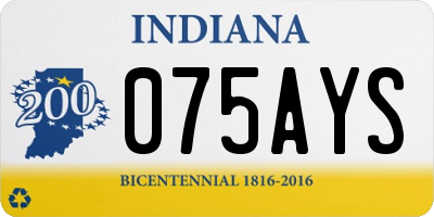 IN license plate 075AYS