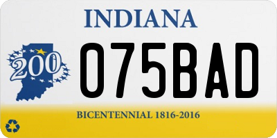 IN license plate 075BAD
