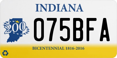 IN license plate 075BFA
