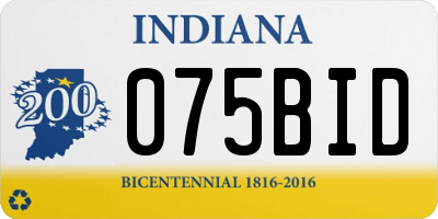 IN license plate 075BID