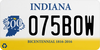 IN license plate 075BOW