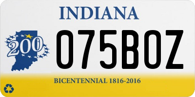 IN license plate 075BOZ