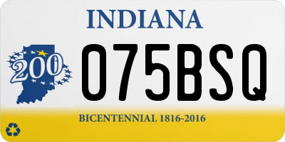 IN license plate 075BSQ