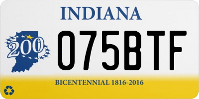 IN license plate 075BTF