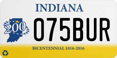 IN license plate 075BUR