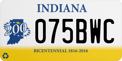 IN license plate 075BWC