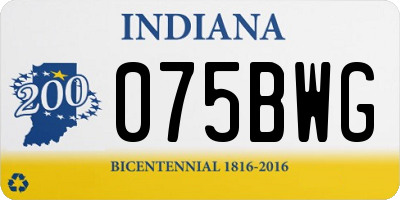 IN license plate 075BWG