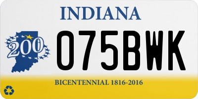 IN license plate 075BWK
