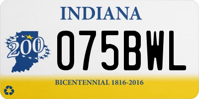 IN license plate 075BWL