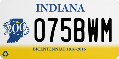 IN license plate 075BWM