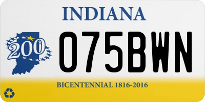 IN license plate 075BWN