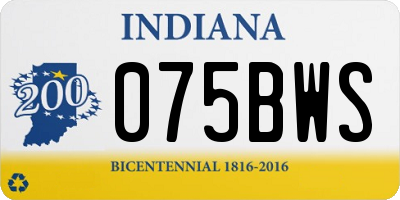 IN license plate 075BWS