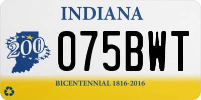 IN license plate 075BWT