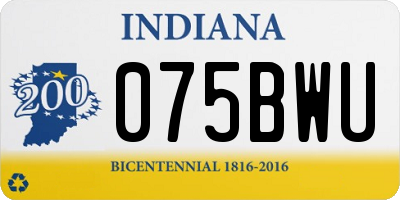 IN license plate 075BWU