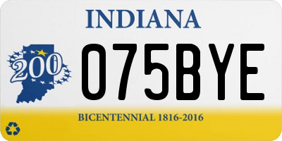 IN license plate 075BYE